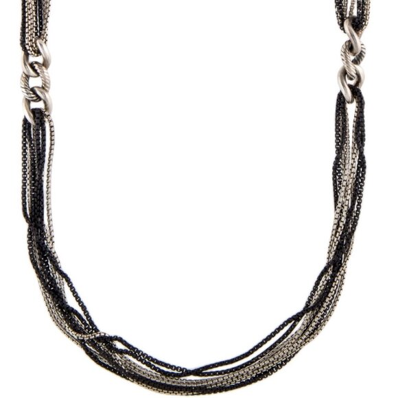 DAVID YURMAN sterling silver 900 EIGHT ROW CURB LINK STATION NECKLACE